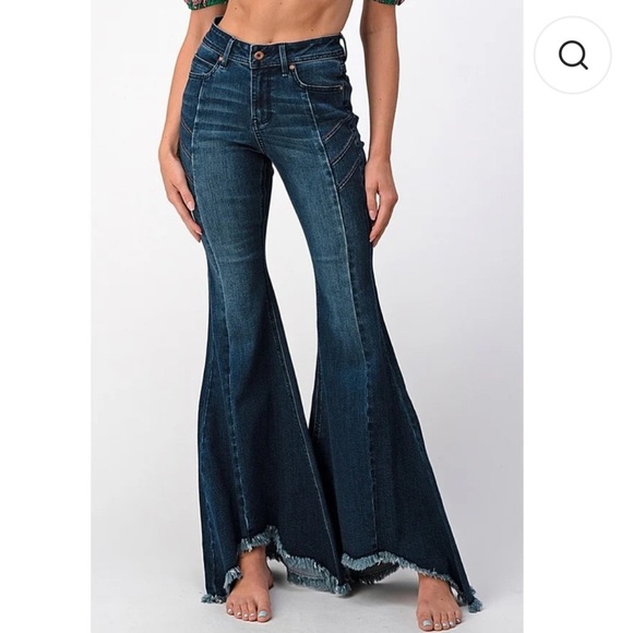 Grace in LA Denim - Grace in LA Flare Jeans Women's 28 Raw Hem Bell Bottom High Waist CL